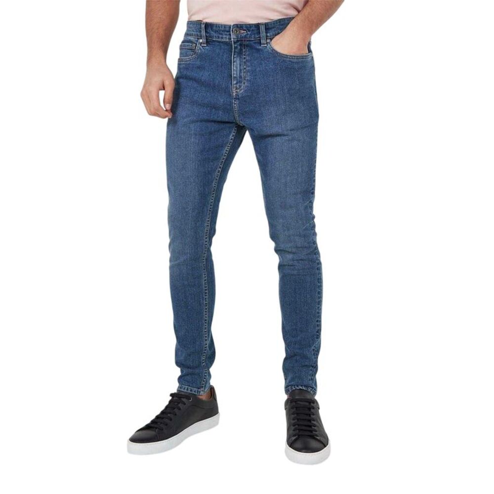 Firetrap Mens Logo Super Skinny Jeans / Mid Wash